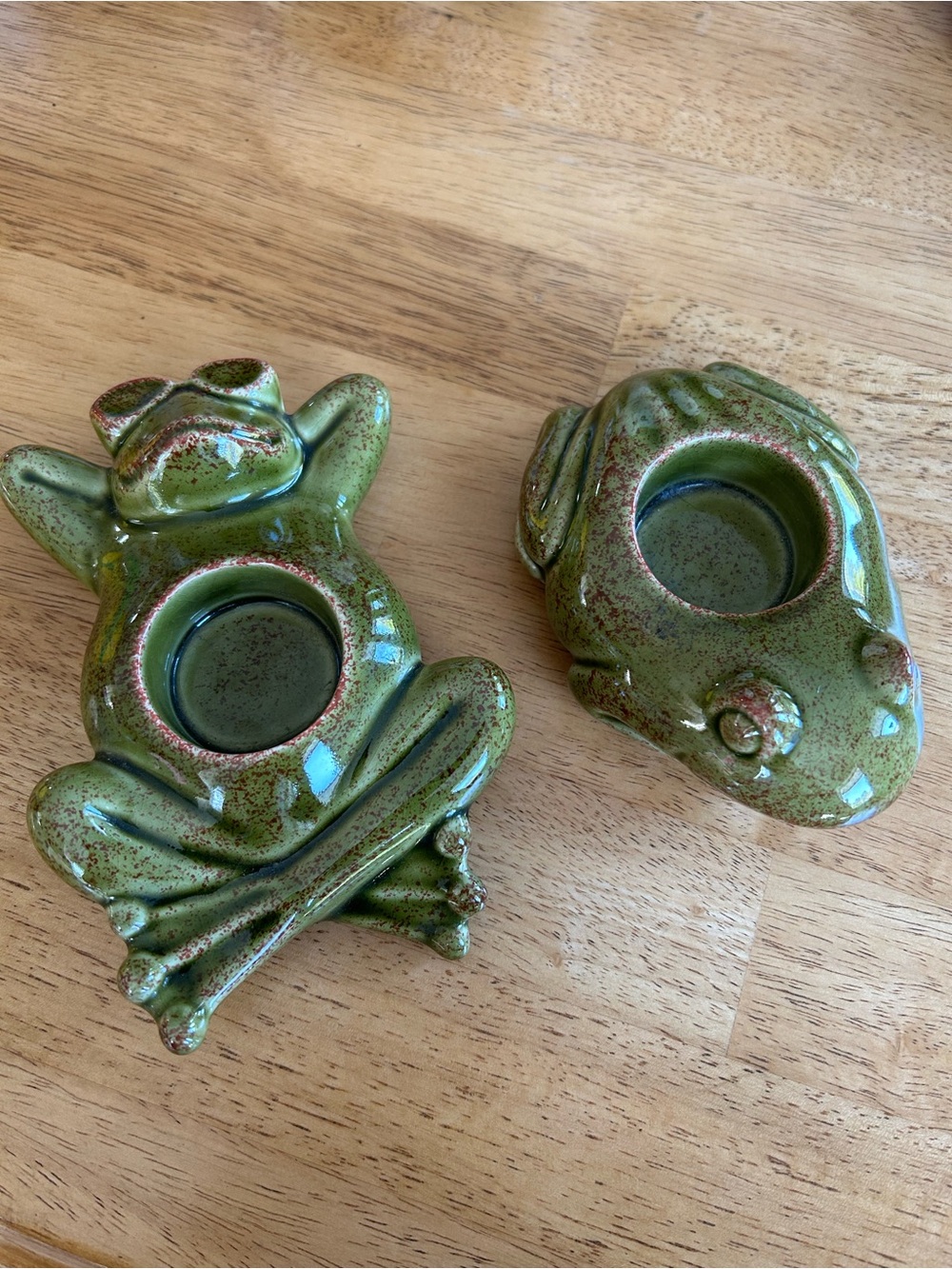 Partylite Green Ceramic Frog Tealight Holders - Decorative Home Accent